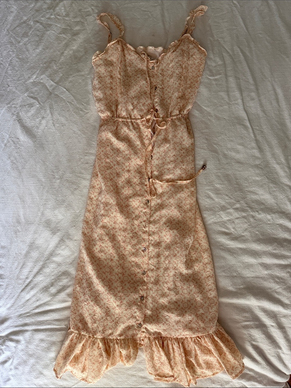 bishop + young Peach Floral Midi Dress